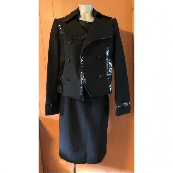 Dolce Gabbana Patent Trim Black Dress Jacket